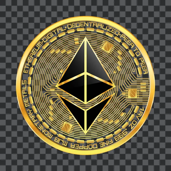 Crypto ethereum gouden valutasymbool — Stockvector