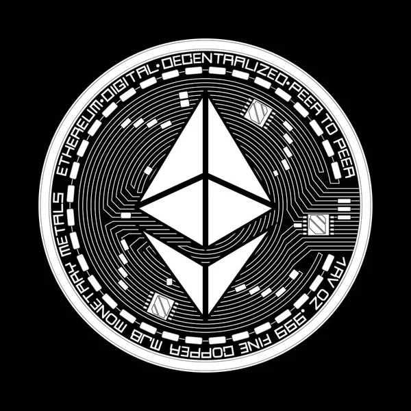 Crypto valutasymbool ethereum zwart / wit — Stockvector