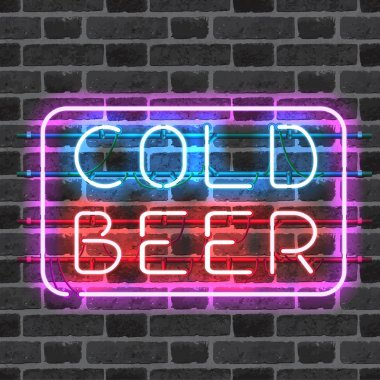 Neon bar işareti soğuk bira parlayan