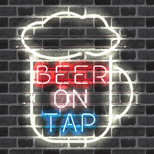 Pomyślna neon znak bar na piwnych — Wektor stockowy