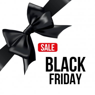 Siyah yay ile şerit ve siyah Cuma satışı metin