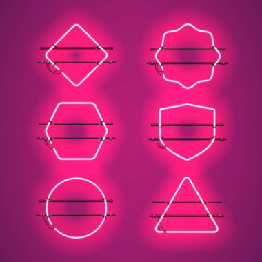 Gerçekçi parlak mor neon çerçeve kümesi