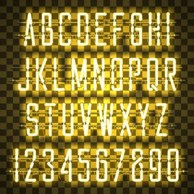 Parlak sarı Neon rahat komut dosyası yazı tipi