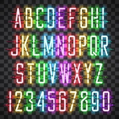 Parlayan Multi renk Neon rahat komut dosyası yazı tipi