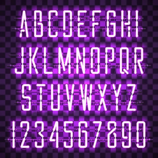 Glowing Purple Neon Casual Script Font — Stock Vector