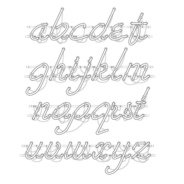 White Neon Lowercase Script Font — Stock Vector