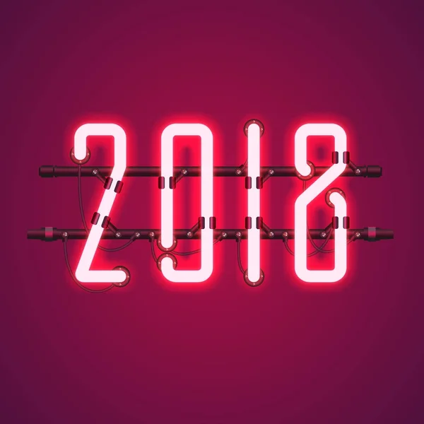 Pomyślna Neon czerwony znak 2018 — Wektor stockowy