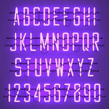 Parlak mor Neon rahat komut dosyası yazı tipi
