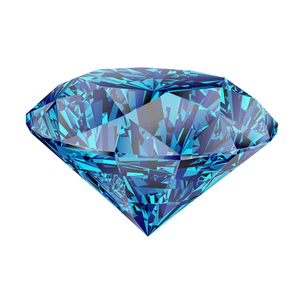 Blauwe diamant geïsoleerd op witte achtergrond — Stockvector