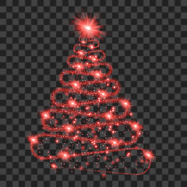 Onde de particules rouges sous forme d'arbre de Noël — Image vectorielle