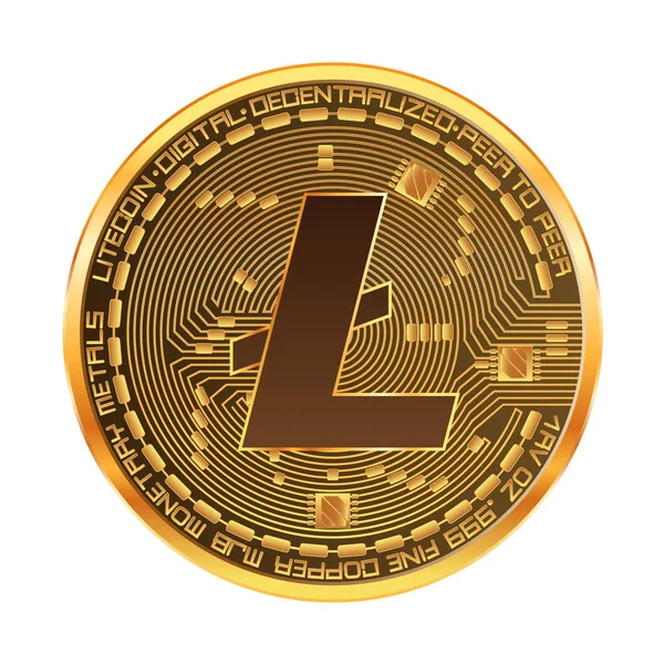 Crypto monnaie litecoin symbole d'or — Image vectorielle