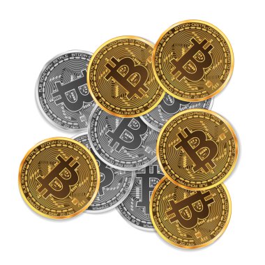 Altın ve gümüş bitcoins kümesi