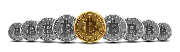 Ensemble de bitcoins or et argent — Image vectorielle