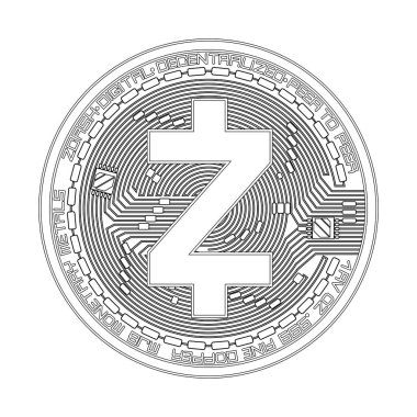 Kripto para birimi zcash siyah ve beyaz simgesi