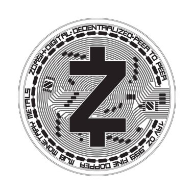 Kripto para birimi zcash siyah ve beyaz simgesi