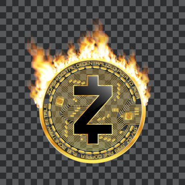 Kripto para birimi zcash altın simgesi yanıyor