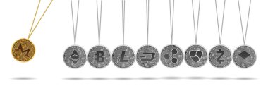 Altın ve gümüş Kripto para birimi Newton beşiği