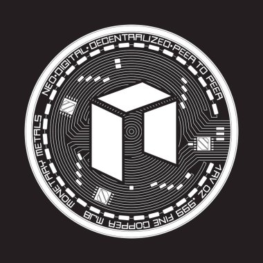 Kripto para birimi neo siyah beyaz simgesi