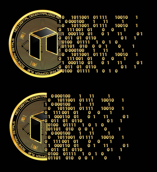 Conjunto de criptomoneda neo símbolos de oro — Archivo Imágenes Vectoriales