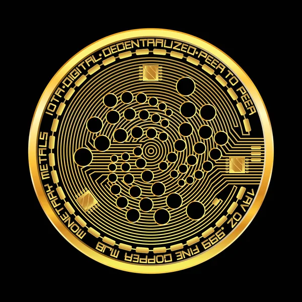 Crypto monnaie iota symbole d'or — Image vectorielle