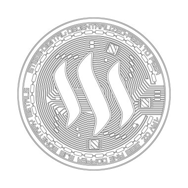 Kripto para birimi steem siyah beyaz simgesi