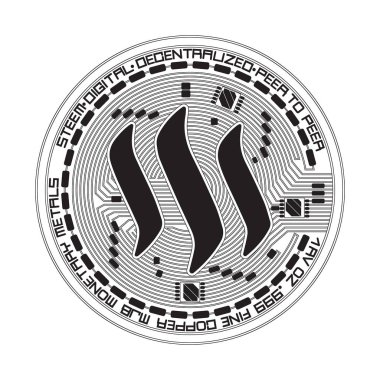 Kripto para birimi steem siyah beyaz simgesi