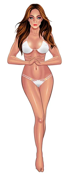 Belles jeunes femmes en bikini blanc — Image vectorielle