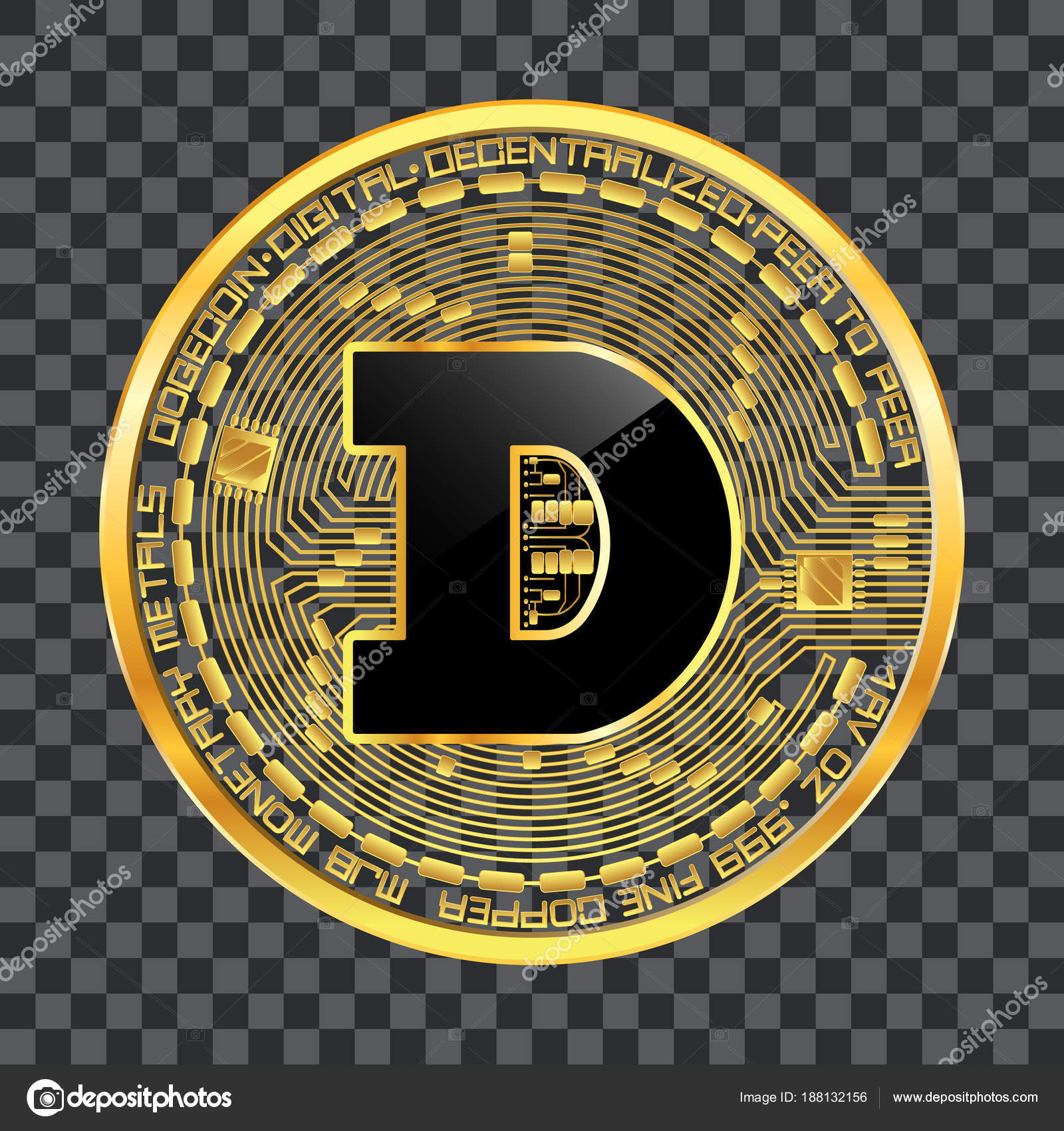 密码货币dogecoin 金色符号图库矢量图©Ryzhi 188132156