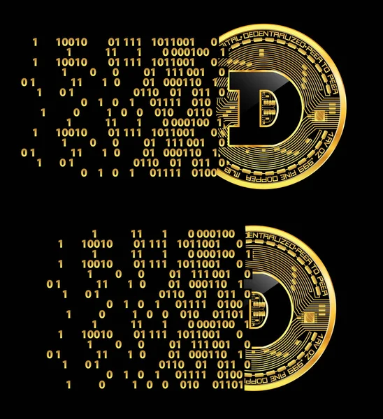 Uppsättning av krypto valuta dogecoin gyllene symboler — Stock vektor