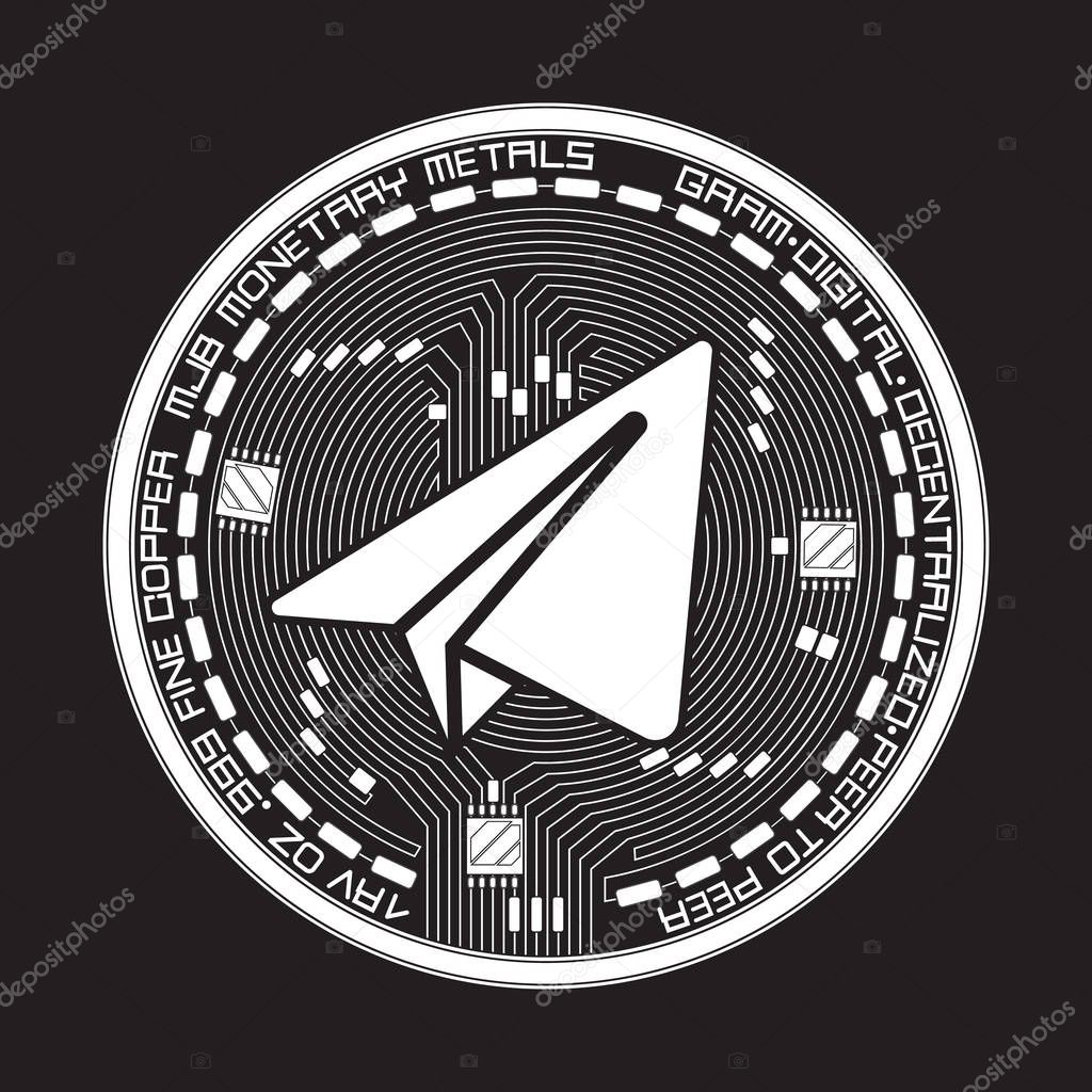 Crypto currency gram black and white symbol