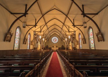 Menlo Park, California - 20 Kasım 2017: Doğuş Kilisesi içinin