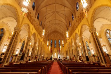 San Francisco, California - December 17, 2017: Interior of St. Patrick Church clipart