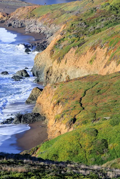 Północnej Kalifornii Chropowaty Wybrzeża Pobliżu Plaży Rodeo Bateria Mendell Marin — Zdjęcie stockowe