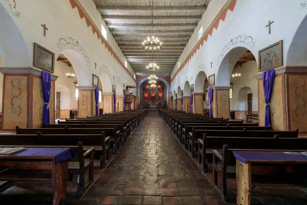 San Juan Bautista Califórnia Março 2018 Interior Igreja Velha Missão — Fotografia de Stock