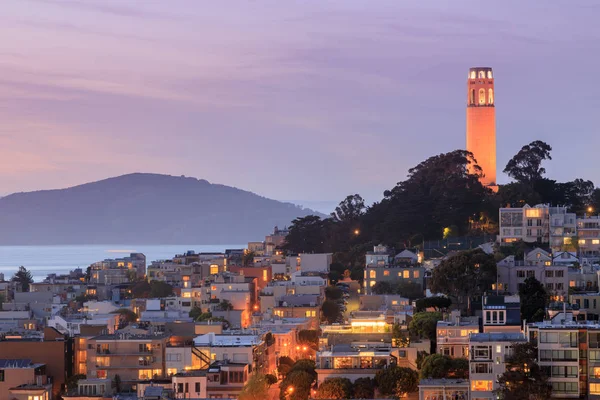 Coit Tower Telegraph Hill San Francisco Bay Angel Island Pozadí — Stock fotografie