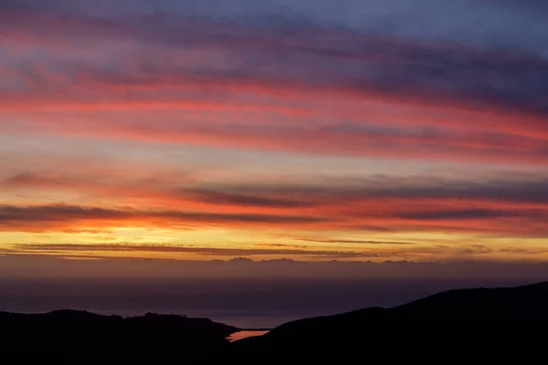 西马林上空的夕阳西下 凝视着罗德奥泻湖和太平洋 萨韦利托 加利福尼亚州马林县 — 图库照片