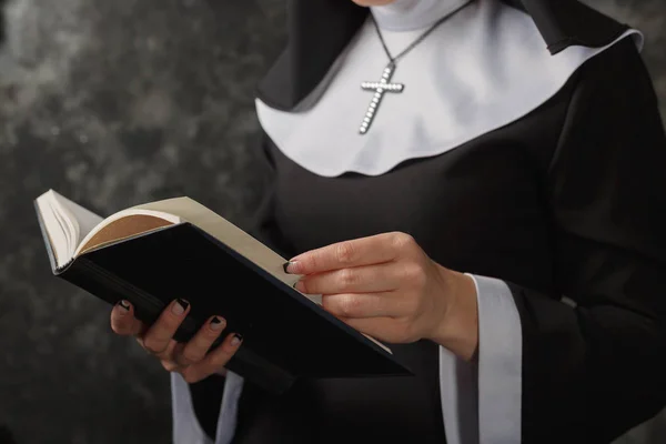 Religious nun in religion concept against dark background — Stock Photo, Image