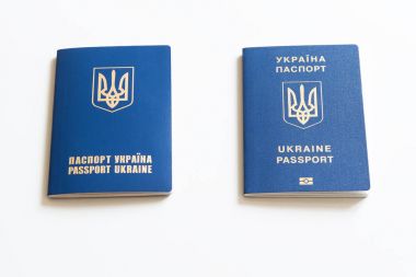 Ukraynalı uluslararası biyometrik pasaport tarafsız arka plan üzerinde