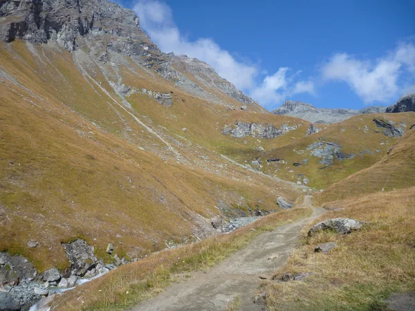 Versants herbeux sous la montagne grossglockner — Photo