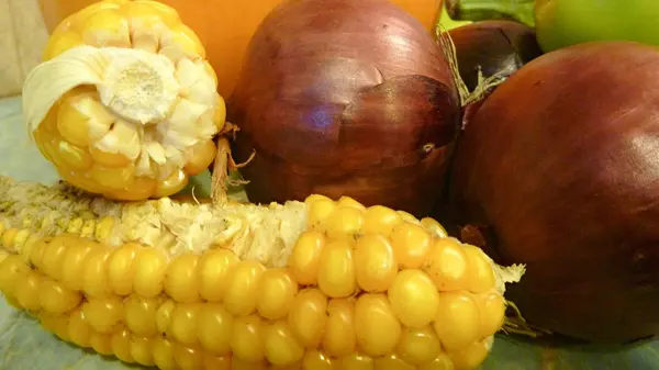 Autumn seasonal vegetable mix with pumpkin and eggplant — Stock Photo, Image