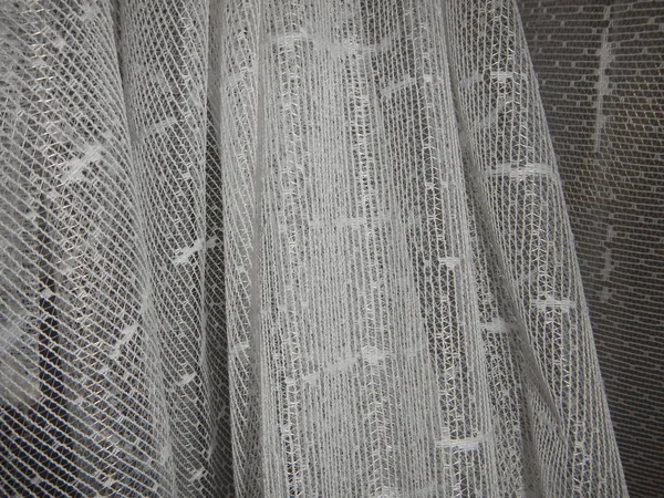 Detalj av en vit gardin konsistens — Stockfoto