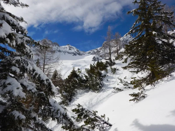 Bellissimo paesaggio invernale di totes gebirge montagne — Foto Stock