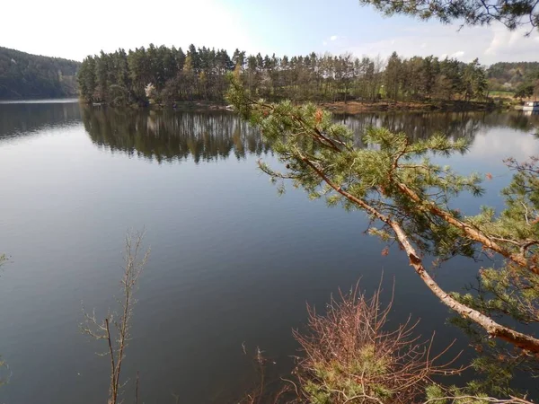 Calma tranquila mañana en slapy presa en checo —  Fotos de Stock