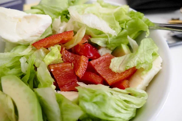Verse gezonde plantaardige salade in kom — Stockfoto