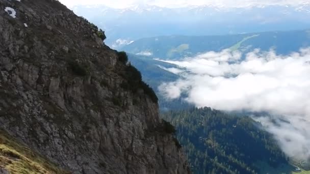 Horizontální panorama pohled z rakouských Alp — Stock video
