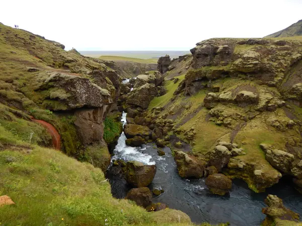 Waterfalls cascade at river Skoga in iceland — Stock Photo, Image