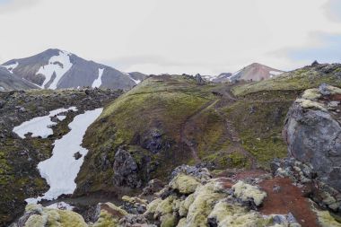 İzlanda'daki laugavegur iz hiking içinde doğa
