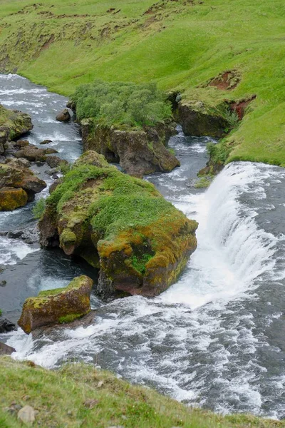 Waterfalls cascade at river skoga in Iceland — Stock Photo, Image