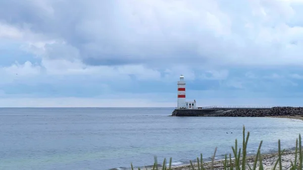 White lighthouse in Gardur iin iceland — Stock Photo, Image