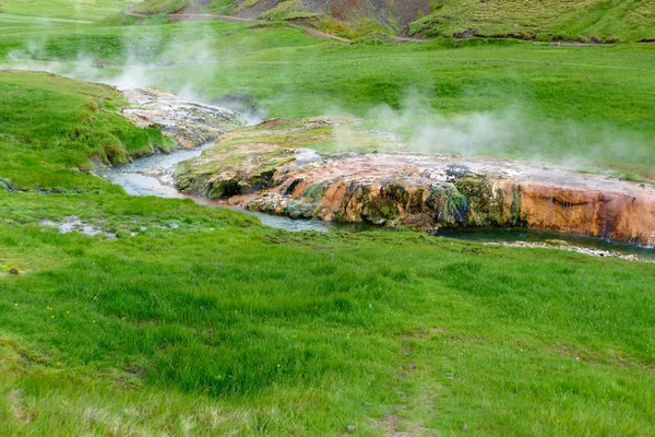 Colorfull moss által egy srteam, Hveragerði — Stock Fotó